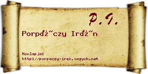 Porpáczy Irén névjegykártya